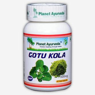 Planet Ayurveda Gotu Kola capsules (Centella Asiatica), bevordert de bloedcirculatie, ondersteunt het zenuwstelsel, het cardiovasculaire systeem en het metabolisme. 60 capsules à 500 mg.