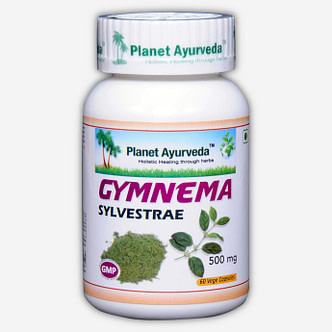 Planet Ayurveda Gymnema Sylvestrae capsules. Ondersteunt het handhaven van de bloedsuikerspiegel en het beheersen van overgewicht. Bevat een hoog gehalte aan gymnemische zuren (75%).
