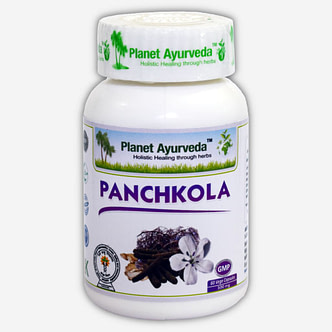 Planet Ayurveda Panchkola capsules, effectieve kruiden voor de spijsvertering, het reinigen van gifstoffen en het bevorderen van gewichtsverlies.