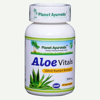 Planet Ayurveda Aloe Vitals capsules, Ghrit Kumari extract, Aloë Vera, Aloe Barbadensis