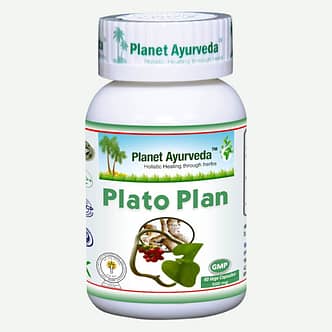 Planet Ayurveda Plato Plan is een Ayurvedische combinatie van plantenextracten om het aantal bloedplaatjes te verhogen en de levensduur van bloedplaatjes te verlengen.