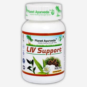 Planet Ayurveda Liv Support capsules. Voor het behoud van gezonde levercellen en levert ondersteuning bij het verhelpen van aandoeningen aan de lever.