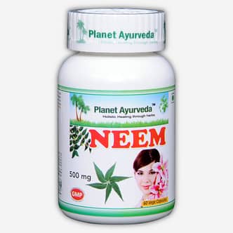 Planet Ayurveda Neem capsules. Een zeer effectief natuurlijk kruidenextract voor huid-, spijsverterings- en ontstekingsziektenen. Voor bevordering van een gezonde huid en zuivering van het bloed.